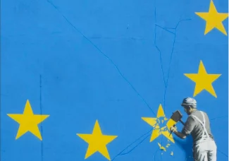 Whitewashed European Union Banksy torn down