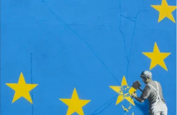 Whitewashed European Union Banksy torn down