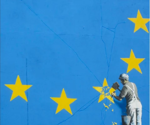 Whitewashed European Union Banksy torn down